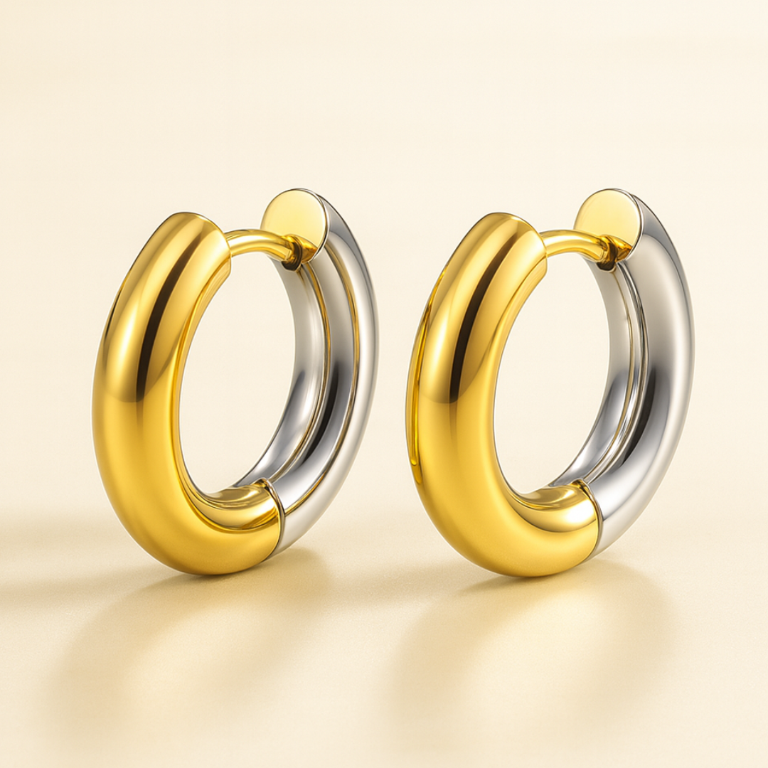 Nikki | Gold and Silver Plated (18K) Huggie Hoop Waterproof Earrings