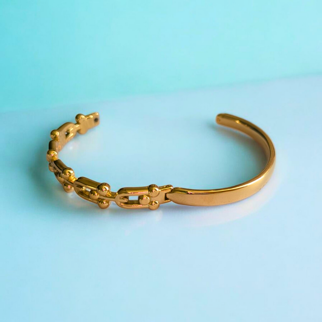 Amarante | Gold Plated U-Link Cuff Bangle Bracelet