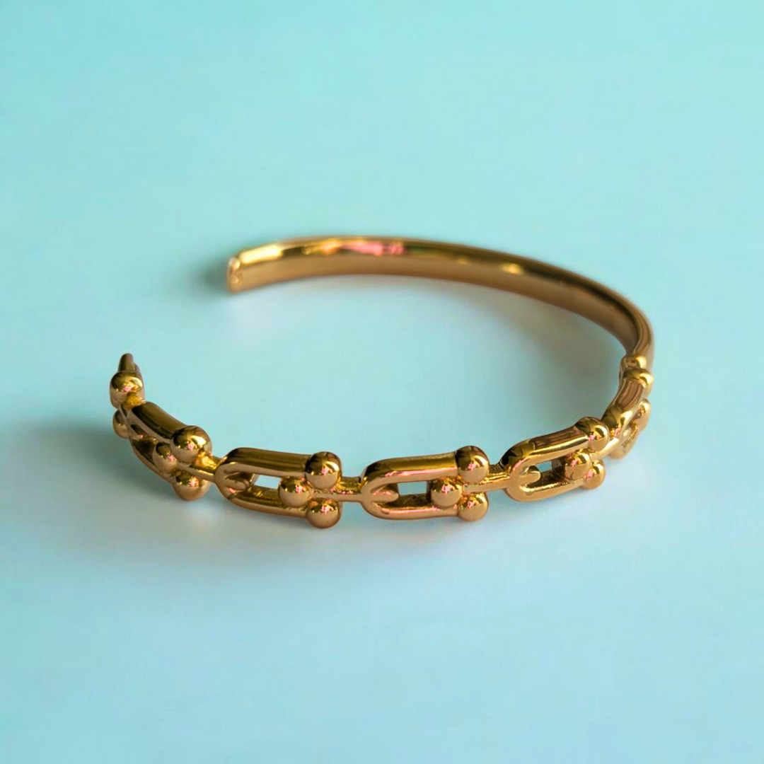 Amarante | Gold Plated U-Link Cuff Bangle Bracelet