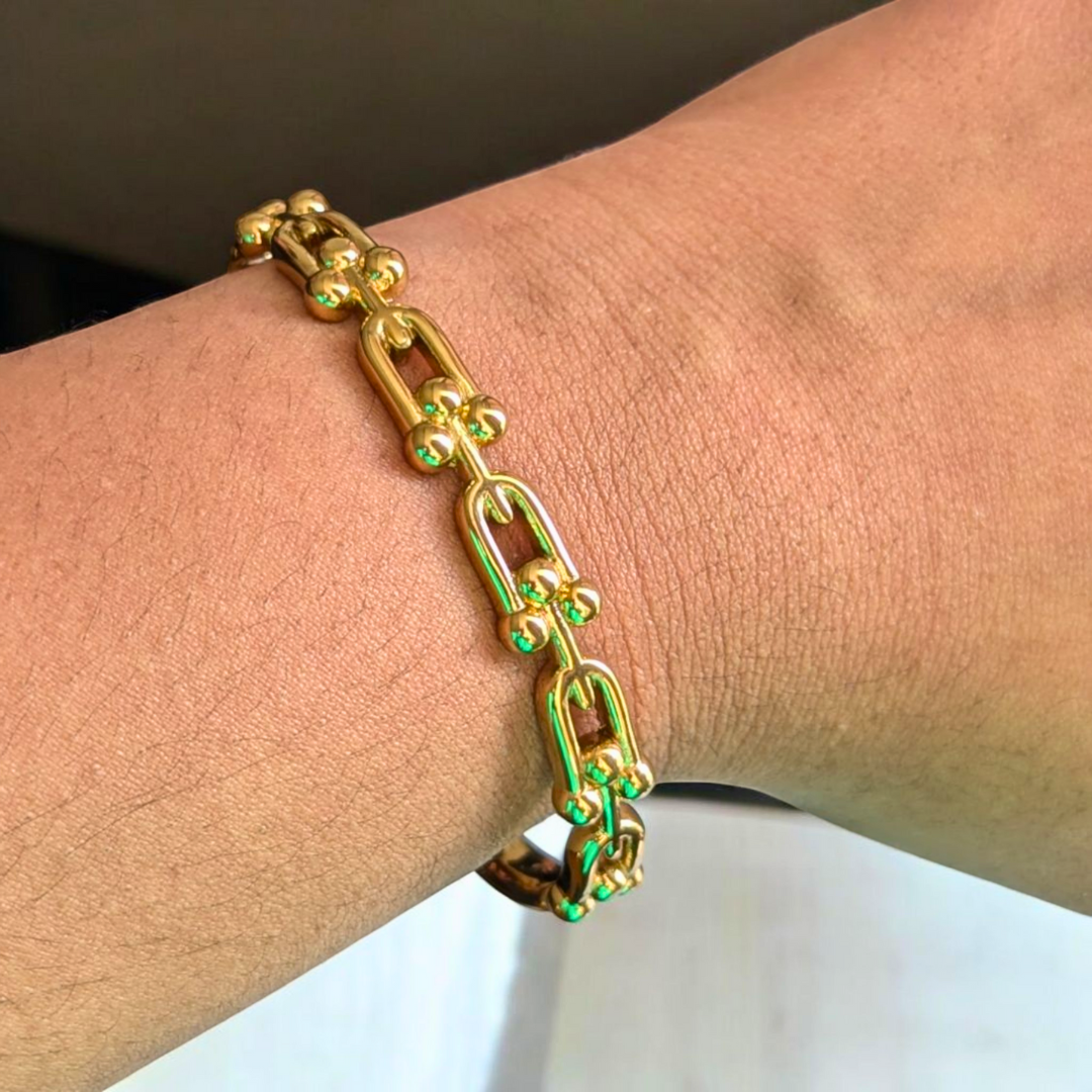 Amarante | Gold Plated U-Link Cuff Bangle Bracelet