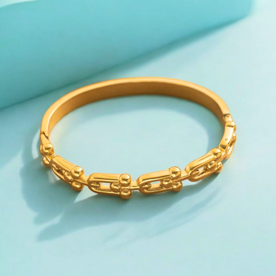 Amarante | Gold Plated U-Link Cuff Bangle Bracelet