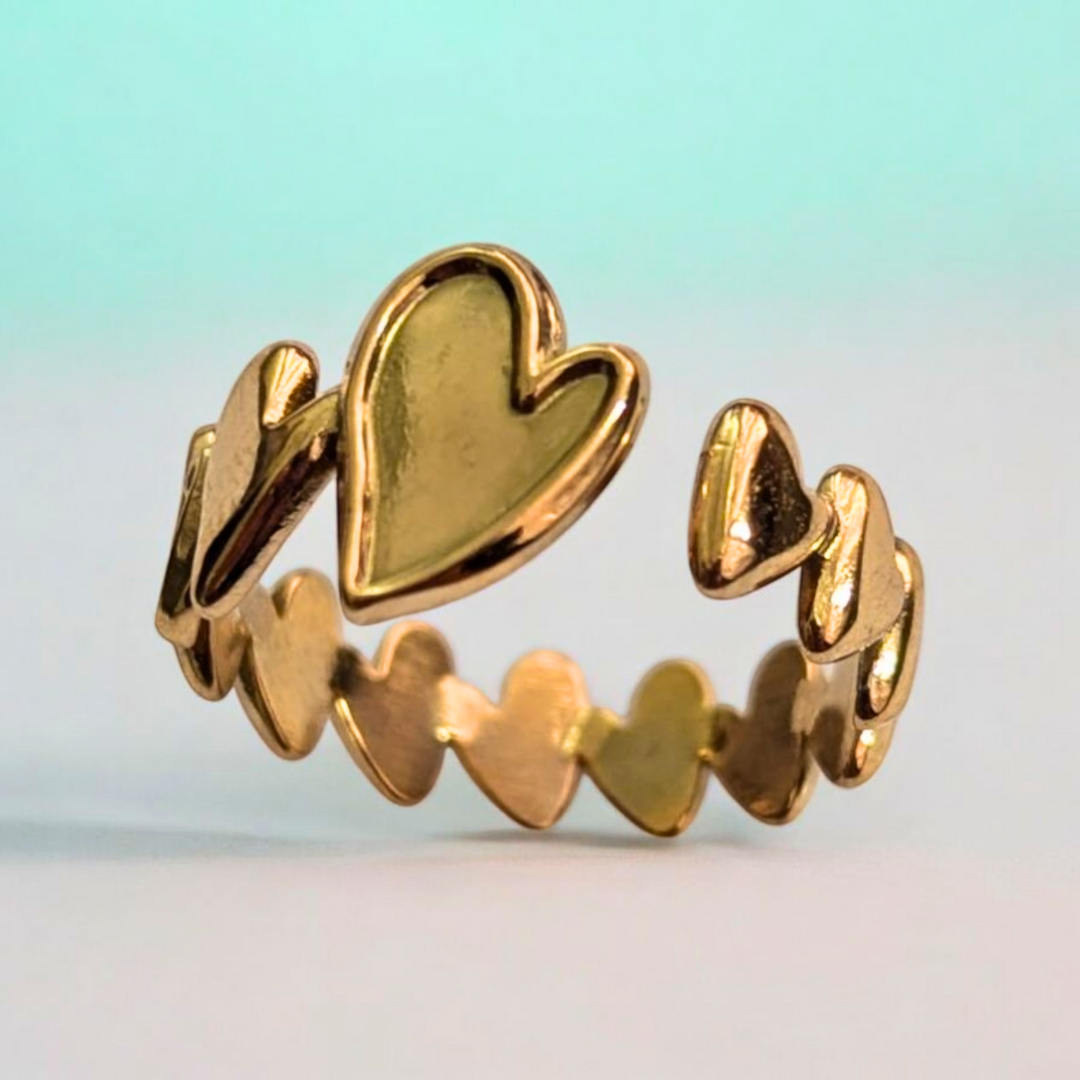 Cara | Gold-Plated Resizable Heart Ring