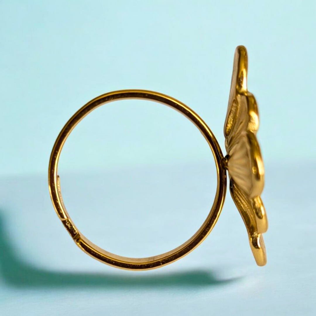 Gabriella | Gold-Plated Vintage Chunky Flower Floral Resizable Ring