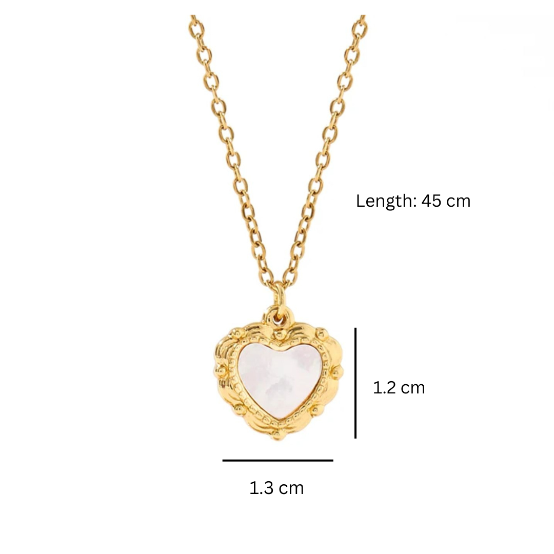 Sephora | Gold Plated Vintage Shell Filled Heart Pendant Necklace