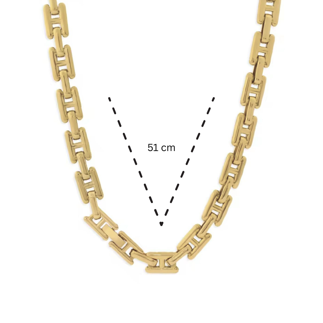 Beatrice | Gold (18K) Bar Link/Cuban Link Chunky Waterproof Chain Necklace
