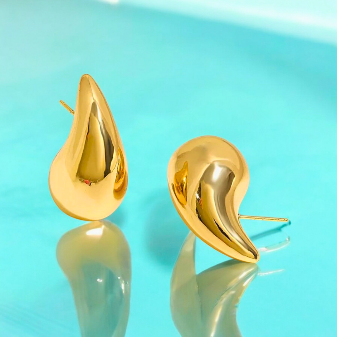 Celeste | Gold Plated Waterdrop Stud Earrings