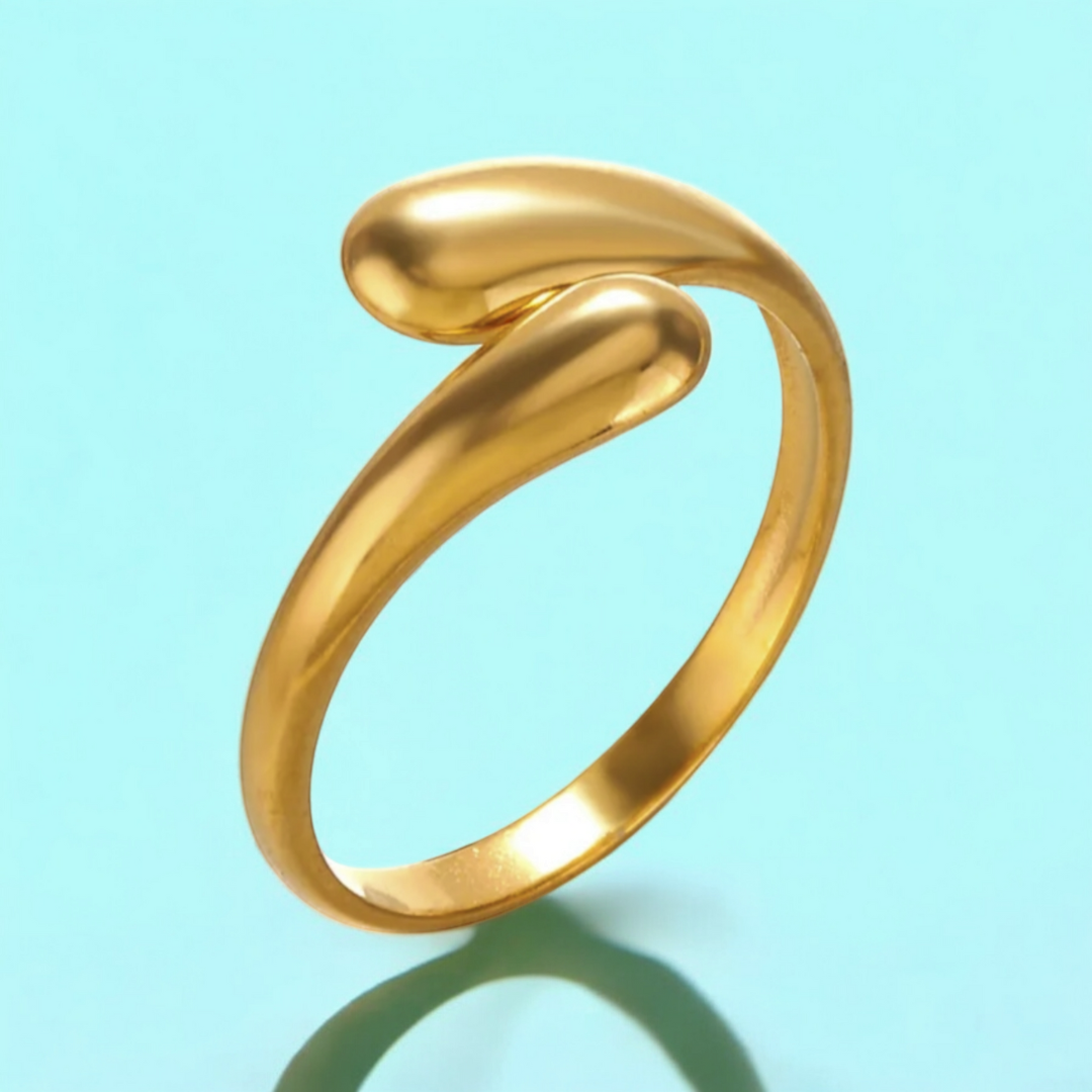 Sabina | Gold Plated Smooth Double Ball Ring