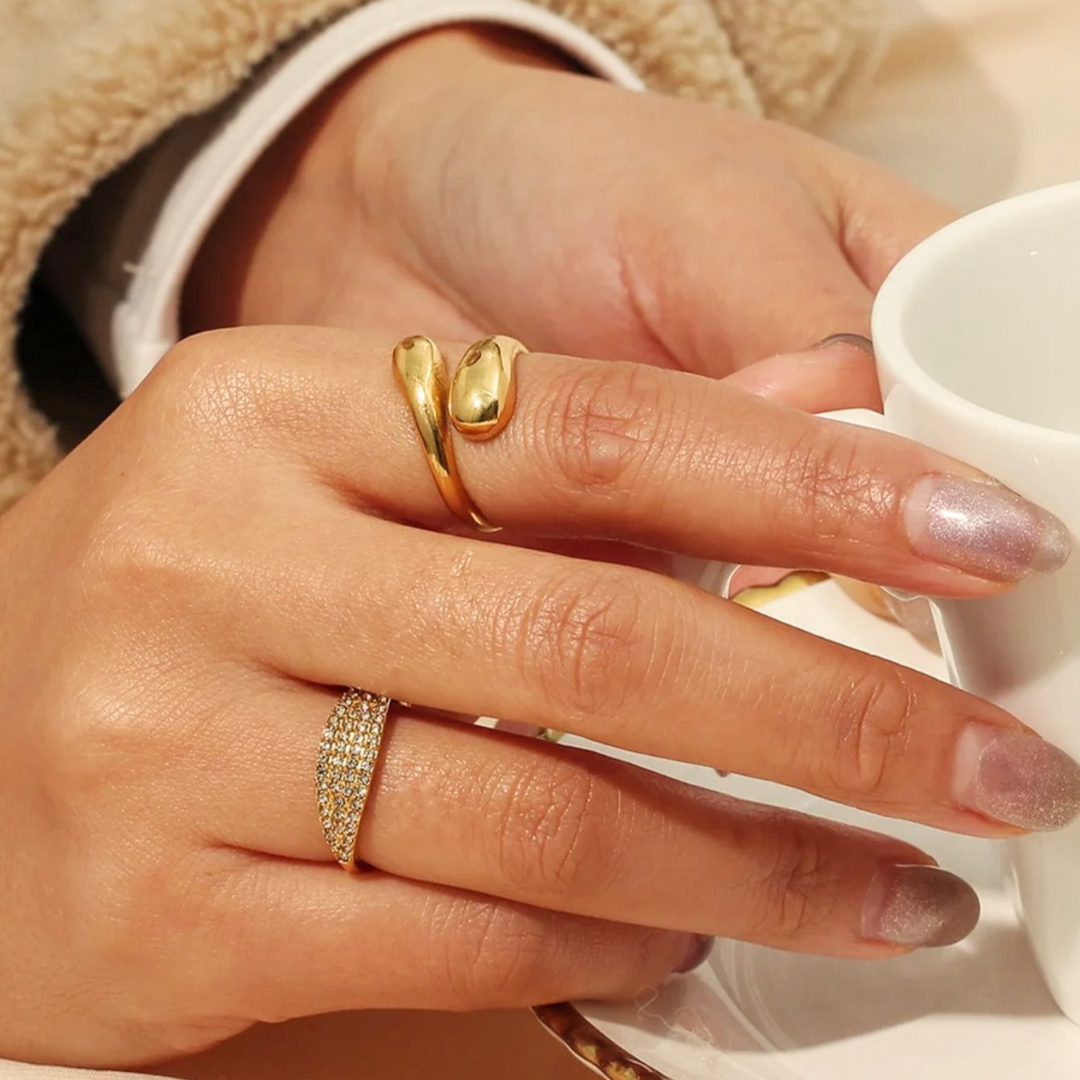 Sabina | Gold Plated Smooth Double Ball Ring