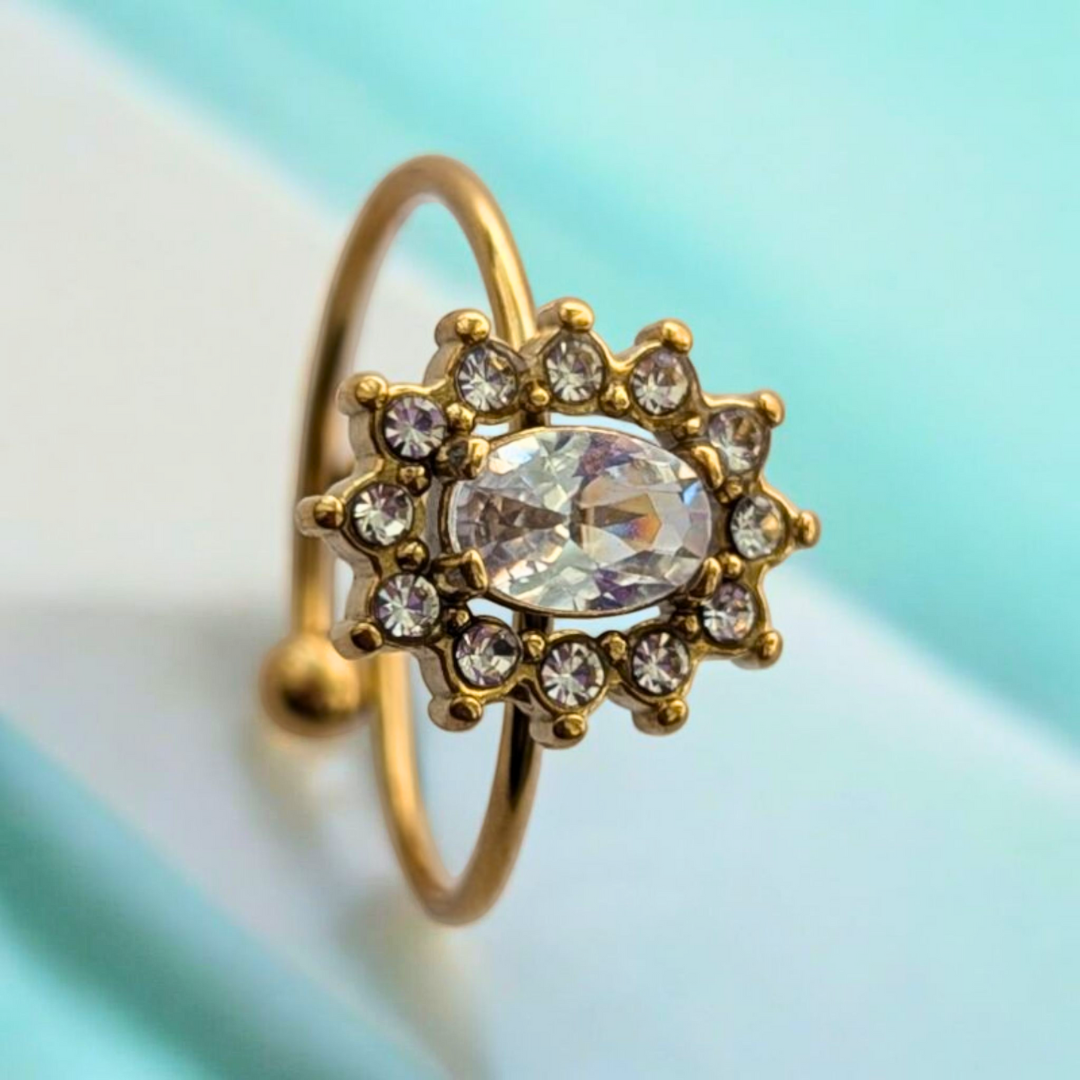 Brooke | Gold-Plated Pink and White Zircon Embedded Resizable Engagement Ring