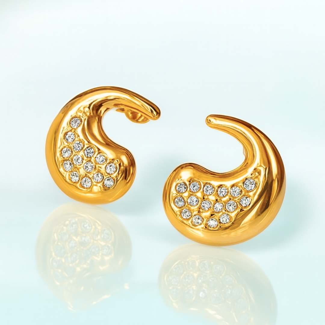 Sable | 18K Gold Plated Tear Drop Zircon Waterproof Stud Earrings