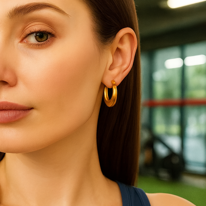 Dominique | 18K Gold Plated Irregular Heart Design Hollow Hoop Waterproof Earrings