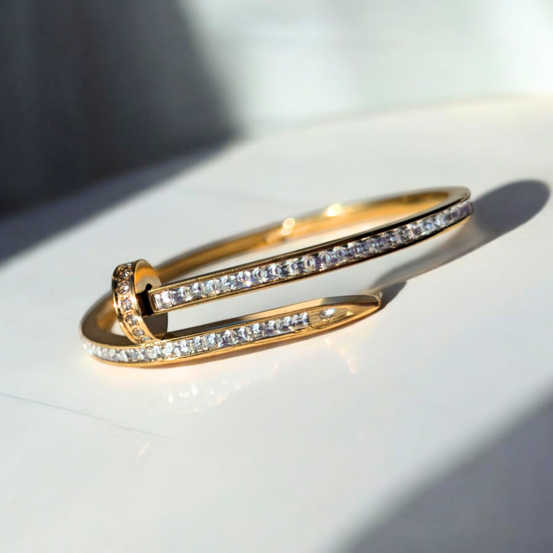 Nicolette | Gold Plated Nail Bracelet Bangle