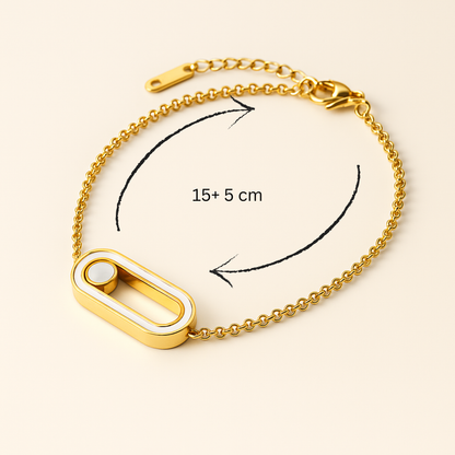 Rachel | 18K Gold Plated Uno Geometric Sliding Ball Waterproof Bracelet