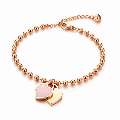 Roselle | Gold Plated Double Heart Bracelet