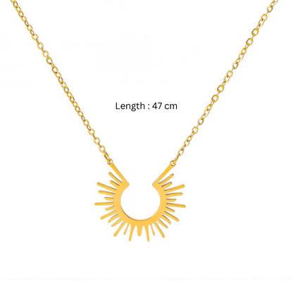 Dara | Gold Plated Half Sun Pendant Necklace