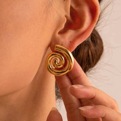 Aveline | Gold Plated Spiral Swirl Twirl Stud Earrings