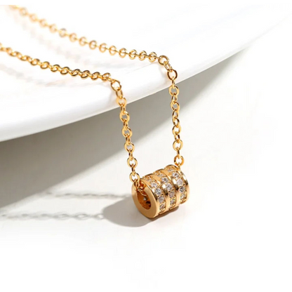 Astrid | Gold Plated Cylindrical Roll Zircon Pendant Necklace