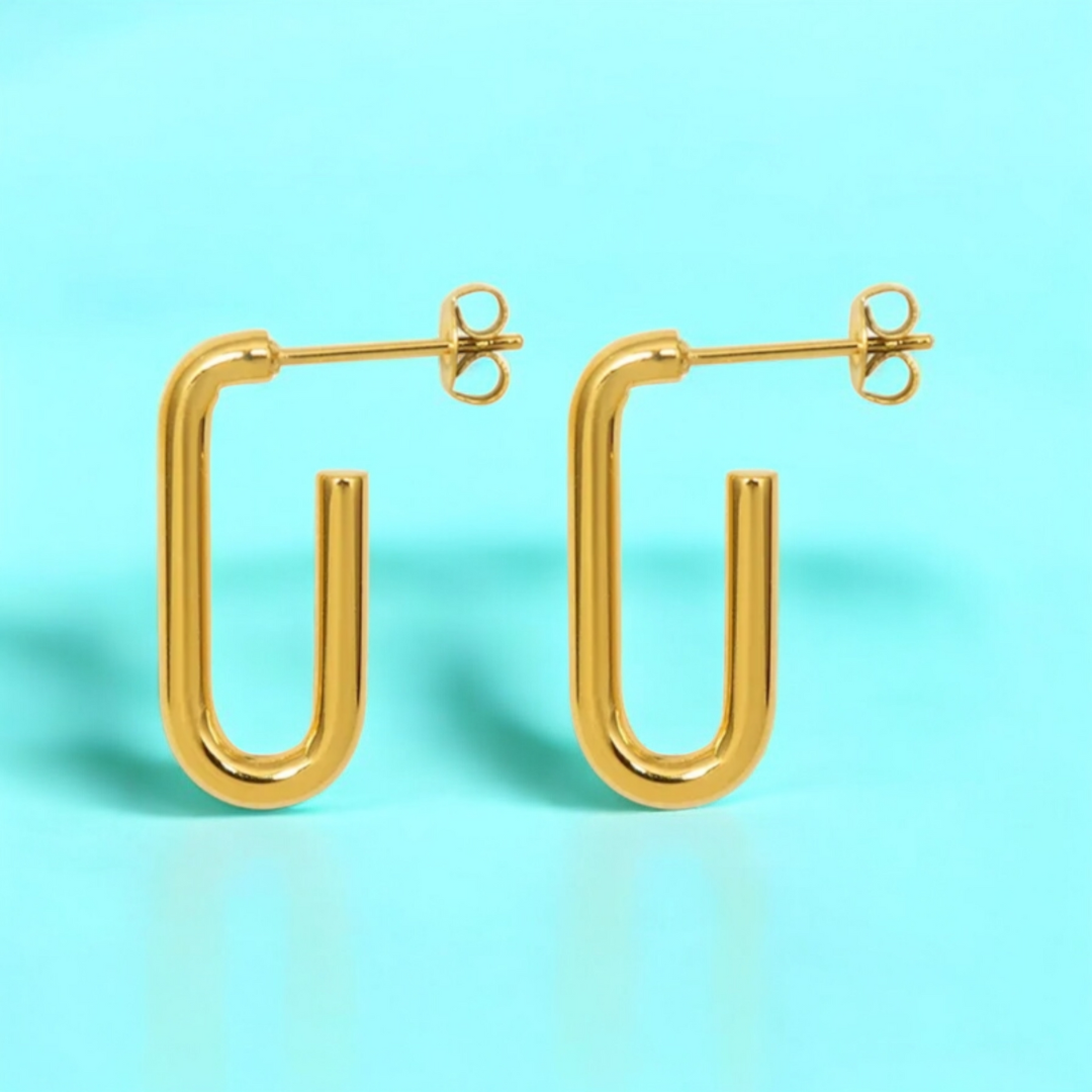 Valencia | Gold-Plated Rectangular Hoop Earrings