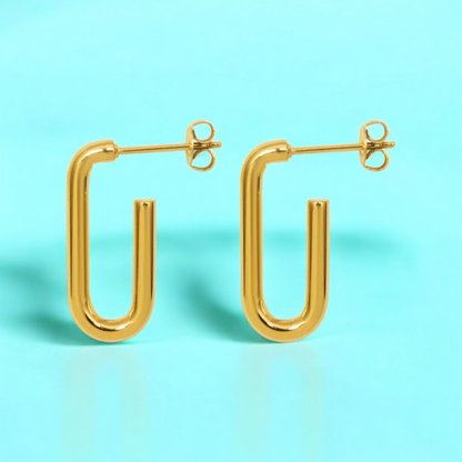 Valencia | Gold-Plated Rectangular Hoop Earrings