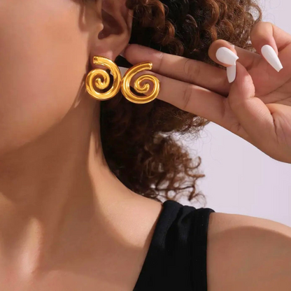 Aveline | Gold Plated Spiral Swirl Twirl Stud Earrings