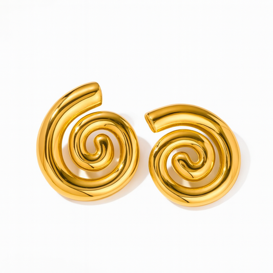 Aveline | 18K Gold Plated Spiral Swirl Twirl Stud Waterproof Earrings