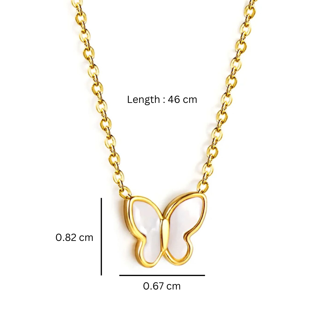 Zivah | Gold Plated Shell Filled Butterfly Pendant Necklace