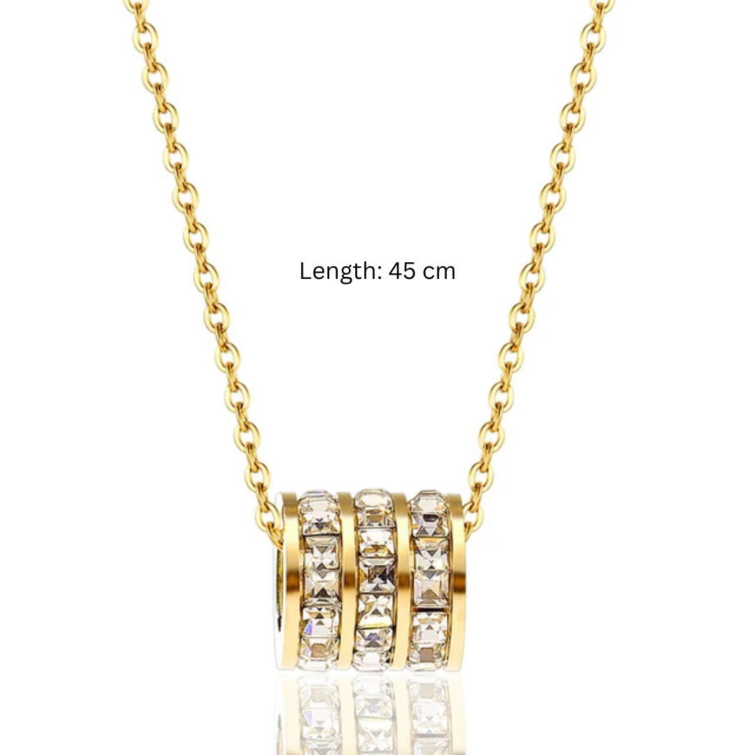 Astrid | Gold Plated Cylindrical Roll Zircon Pendant Necklace