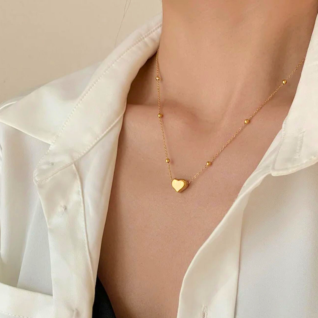 Lenora | Gold Plated Solid Love Heart Pendant Necklace