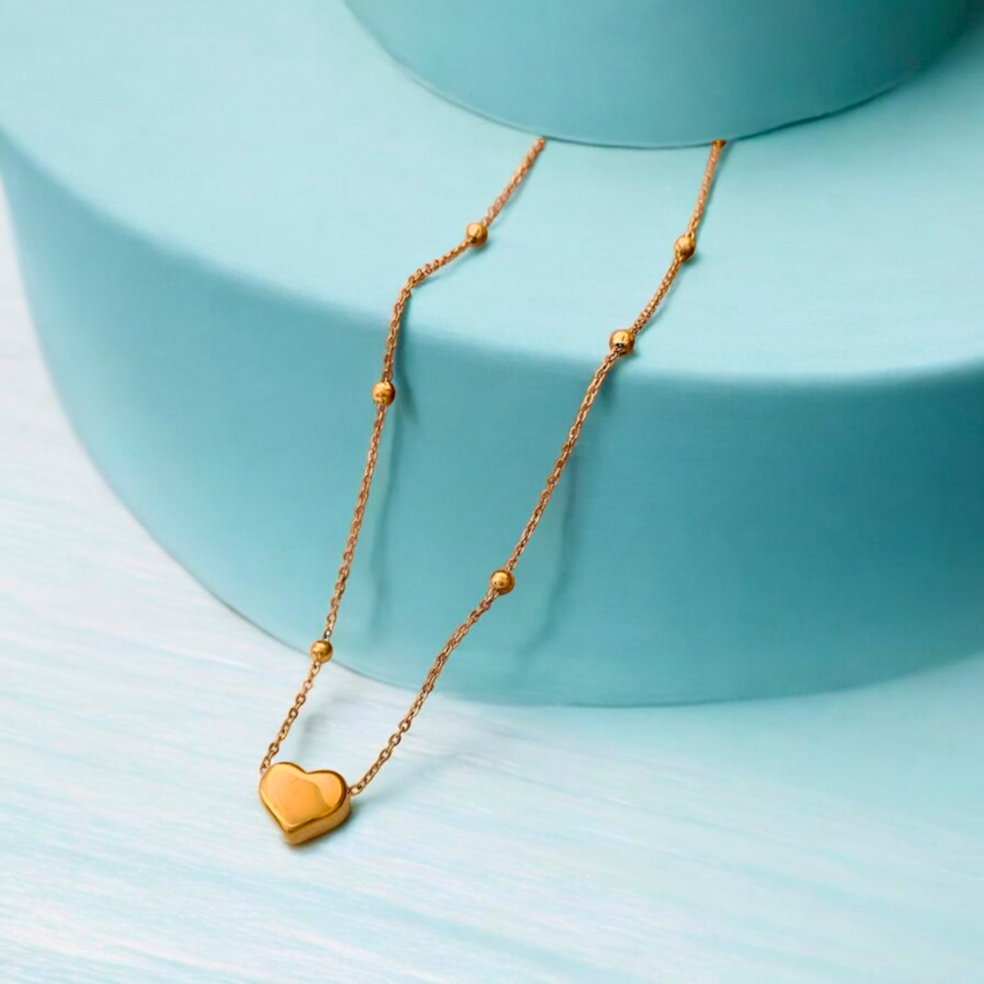 Lenora | Gold Plated Solid Love Heart Pendant Necklace