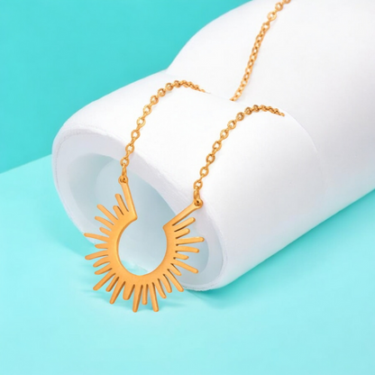 Dara | Gold Plated Half Sun Pendant Necklace