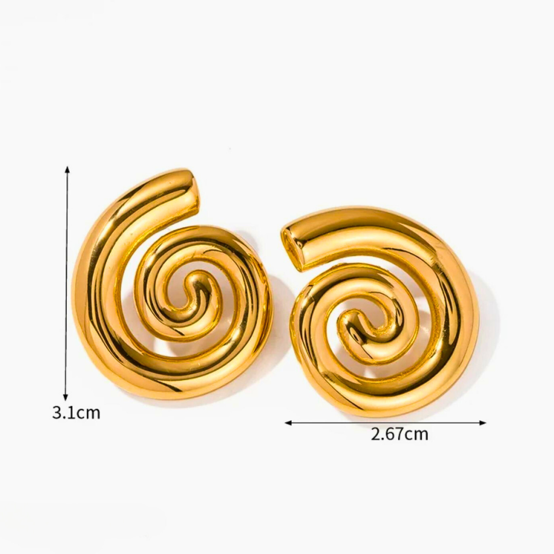 Aveline | Gold Plated Spiral Swirl Twirl Stud Earrings