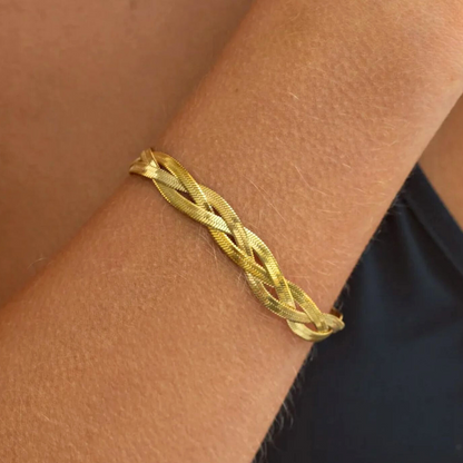 Alexandra | Gold and Tri-Color Plated Braided Weaved Snake Chain Bracelet