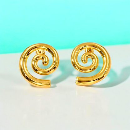 Aveline | Gold Plated Spiral Swirl Twirl Stud Earrings