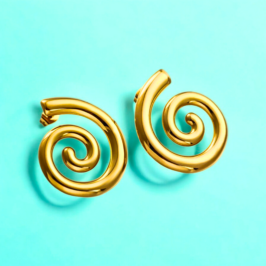 Aveline | Gold Plated Spiral Swirl Twirl Stud Earrings