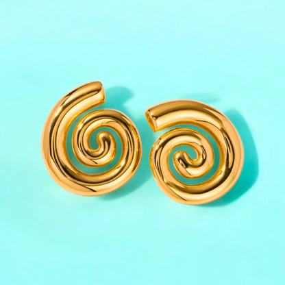 Aveline | Gold Plated Spiral Swirl Twirl Stud Earrings