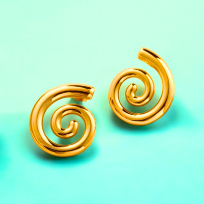 Aveline | Gold Plated Spiral Swirl Twirl Stud Earrings