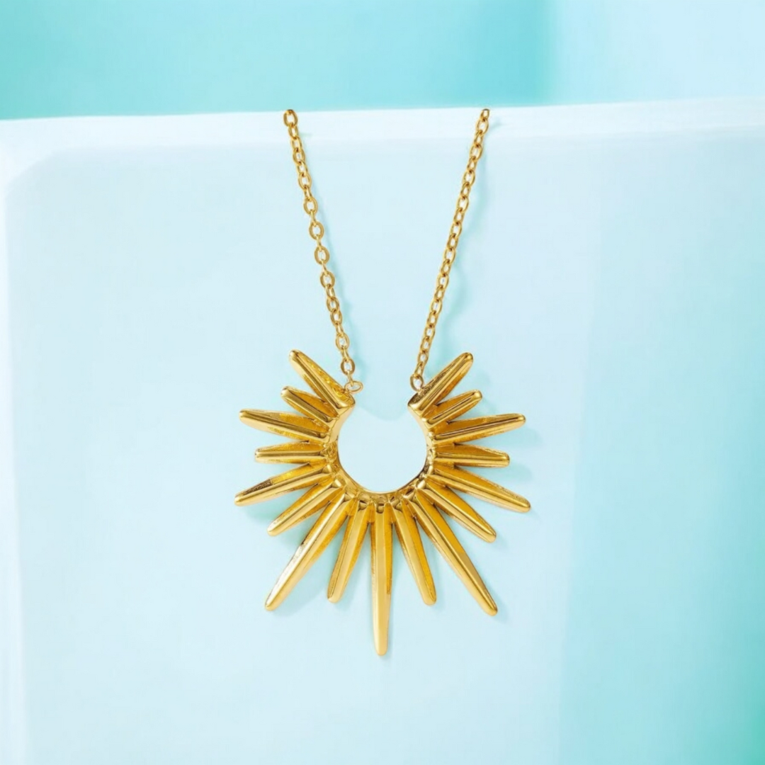 Rhianne | Gold Plated Sunflower Sun Pendant Necklace