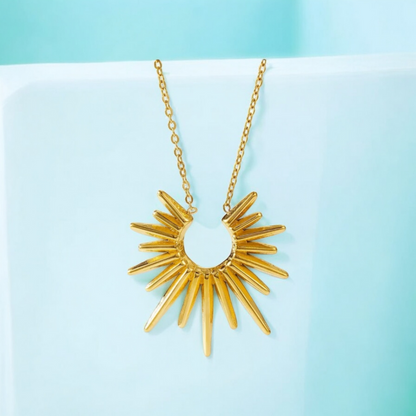 Rhianne | Gold Plated Sunflower Sun Pendant Necklace