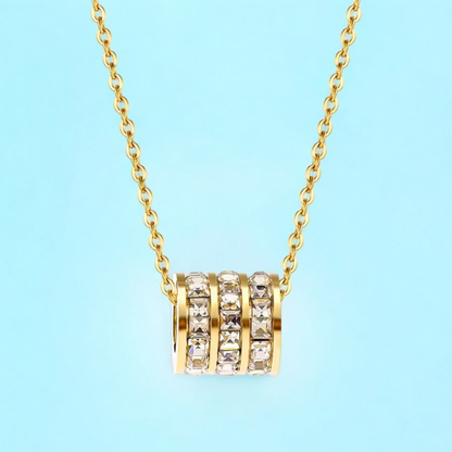 Astrid | Gold Plated Cylindrical Roll Zircon Pendant Necklace