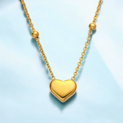 Lenora | Gold Plated Solid Love Heart Pendant Necklace