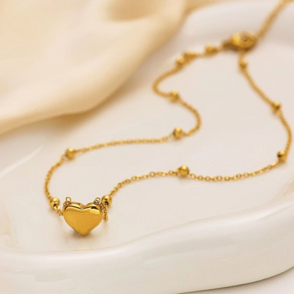 Lenora | Gold Plated Solid Love Heart Pendant Necklace