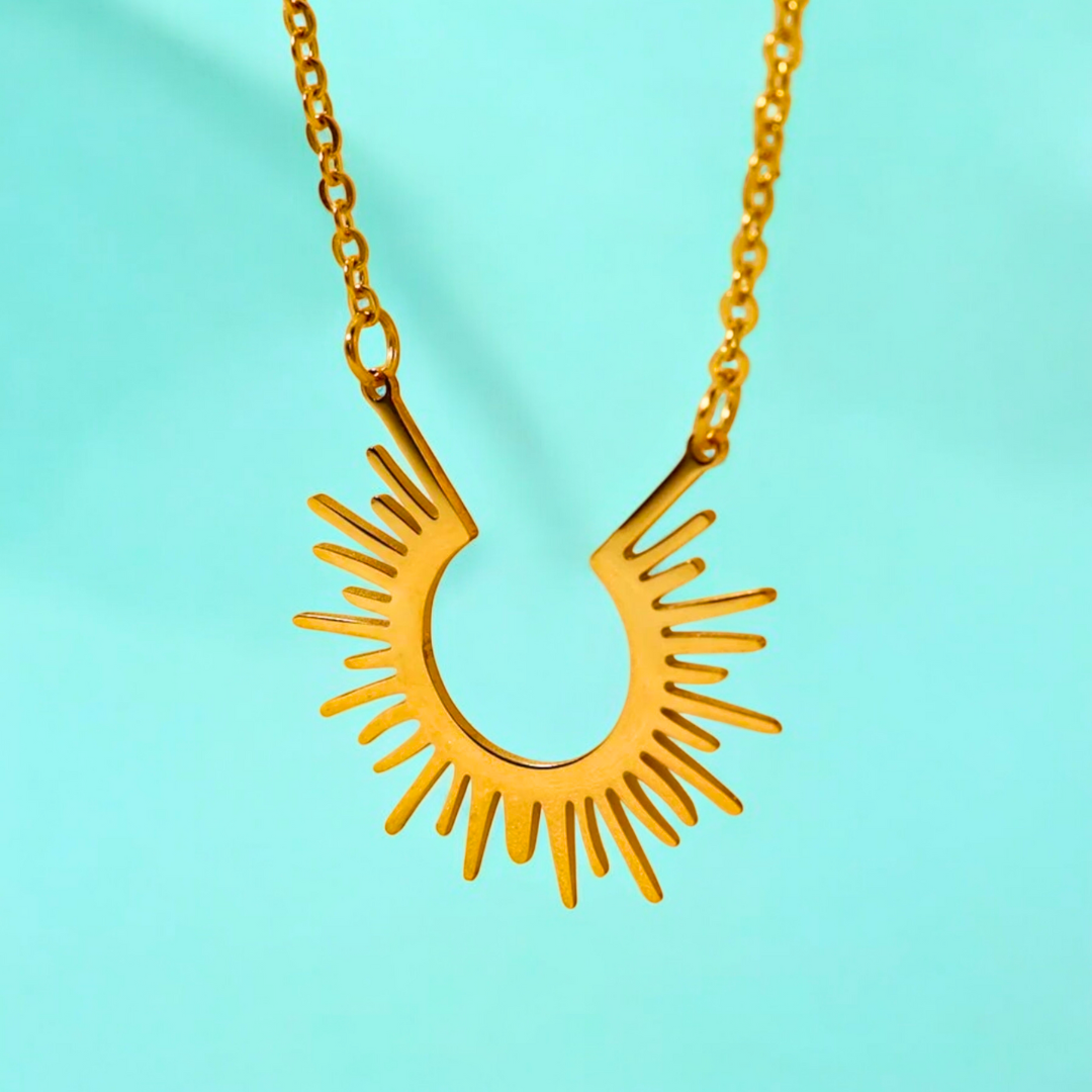 Dara | Gold Plated Half Sun Pendant Necklace