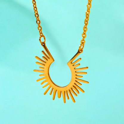 Dara | Gold Plated Half Sun Pendant Necklace