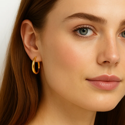 Mavis | 18K Gold Plated Simple Boat Hoop Waterproof Earrings