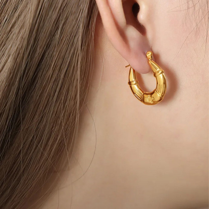 Nia | Gold Plated U-Shaped Buckle Hoops Earrings