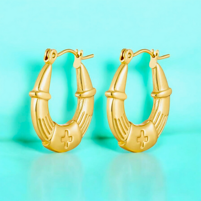 Nia | Gold Plated U-Shaped Buckle Hoops Earrings