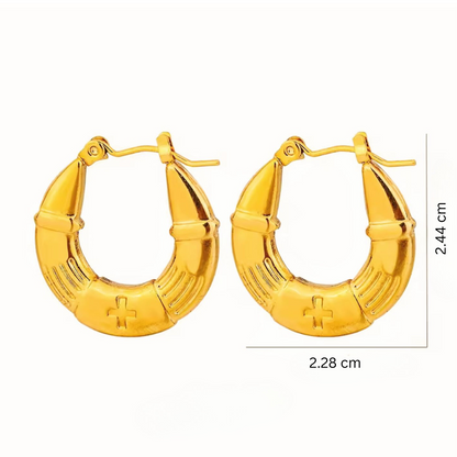 Nia | Gold Plated U-Shaped Buckle Hoops Earrings