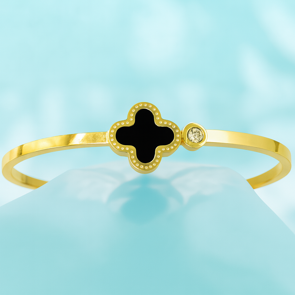 Blossom | Gold-Plated Four-Leaf Clover Cuff Bangle Bracelet