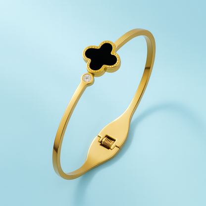 Blossom | Gold-Plated Four-Leaf Clover Cuff Bangle Bracelet