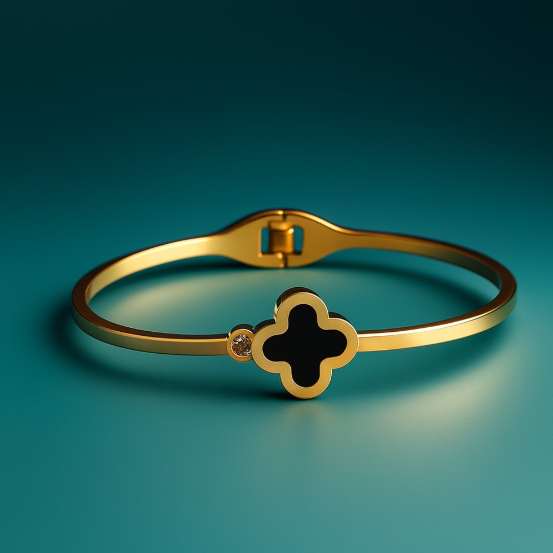 Blossom | 18K Gold-Plated Four-Leaf Clover Cuff Bangle Bracelet